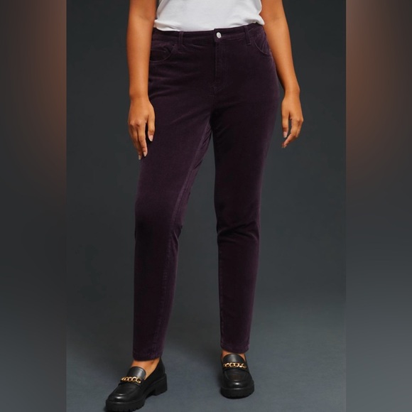 Plum/Eggplant Anthropologie Pilcro Mid Rise Corduroy Skinny Legging Pants - Picture 7 of 16